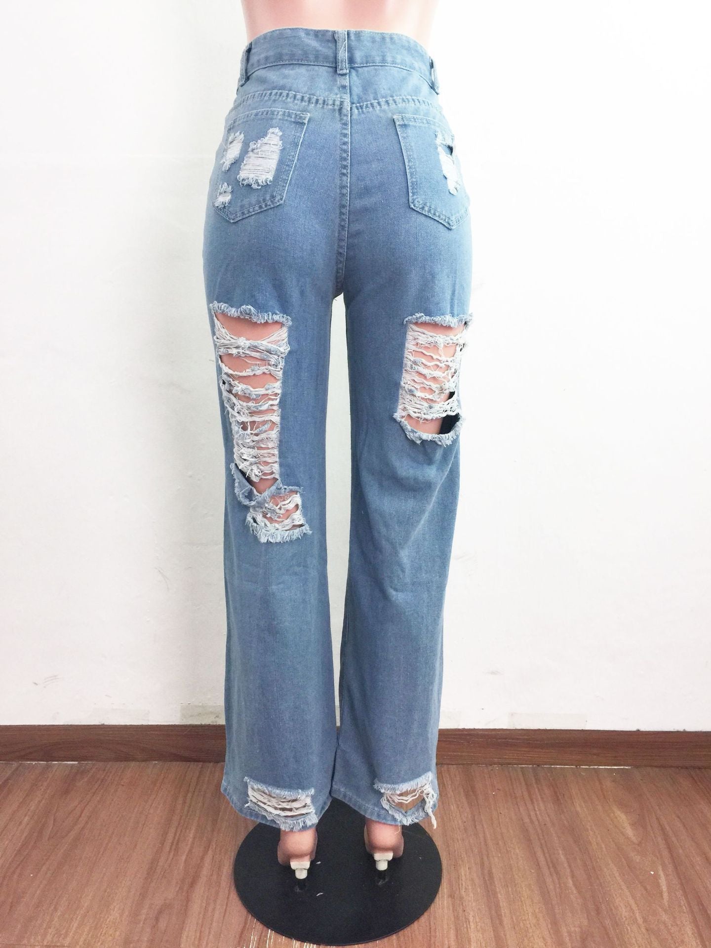 Women Ripped Washed Denim Pant 5