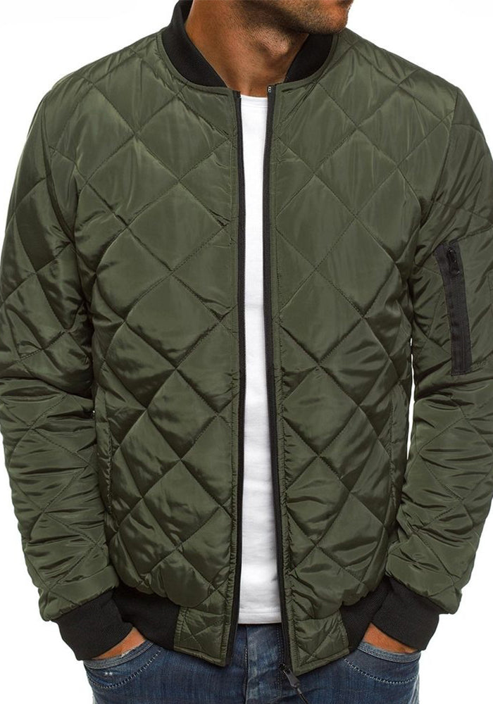 Diamond Stand Collar Short Men's Cotton-Padded Jacket