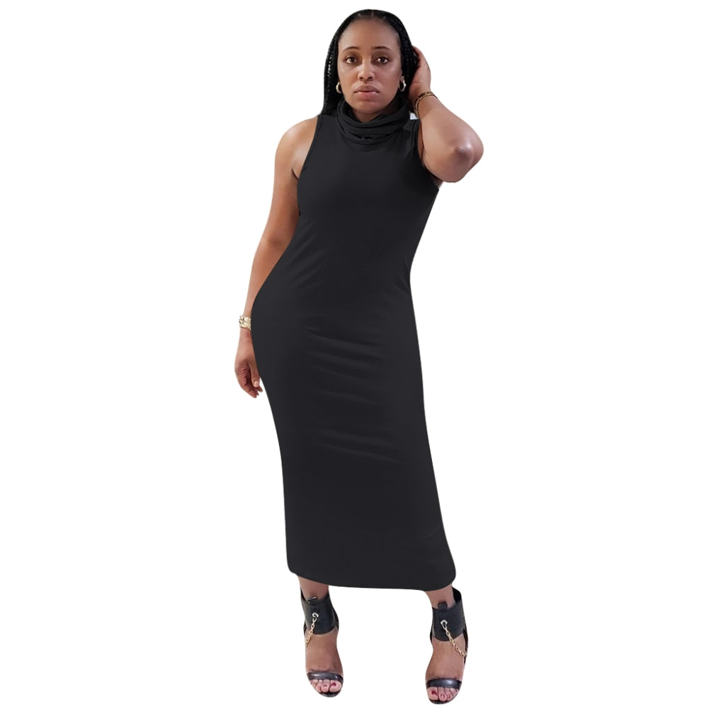Sexy Sleeveless Tight Midi Dress with Face Cover 7