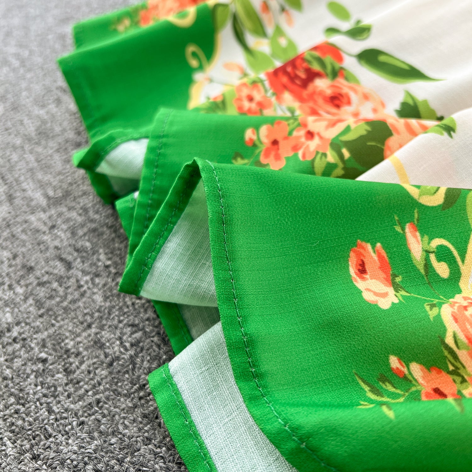 Women French retro print color matching shirt dress 20