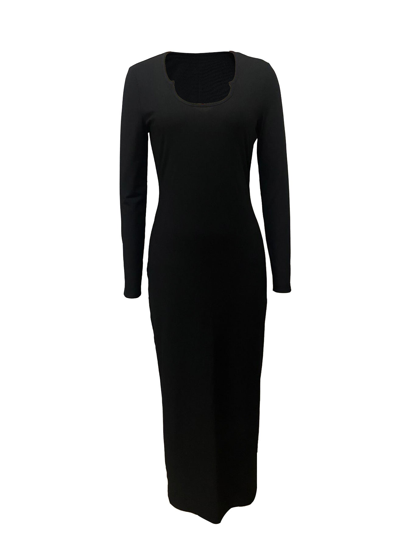 Women Long Sleeve Ribbed Sexy U-neck dress