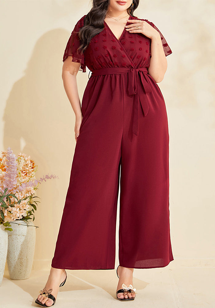 Autumn Winter Mesh Patchwork Lace Straight Loose High Waist Jumpsuit