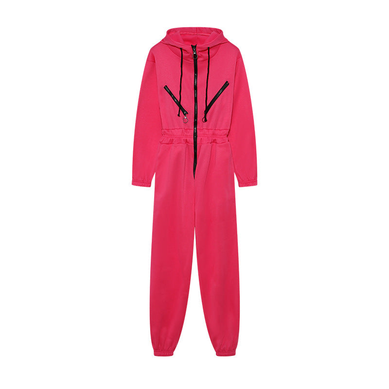 Women Casual Zip Hooded Jumpsuit 16