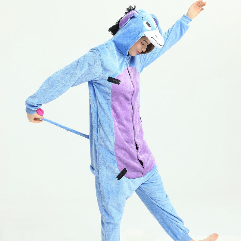 Exclusive flannel parent-child cartoon animal one-piece pajamas 12