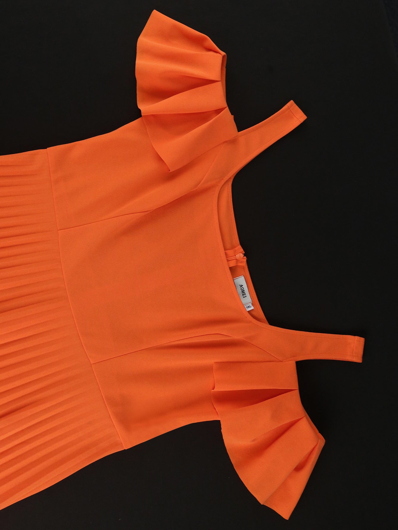 Women Hollow Sleeve Square Neck Off Shoulder Pleated Skirt 6