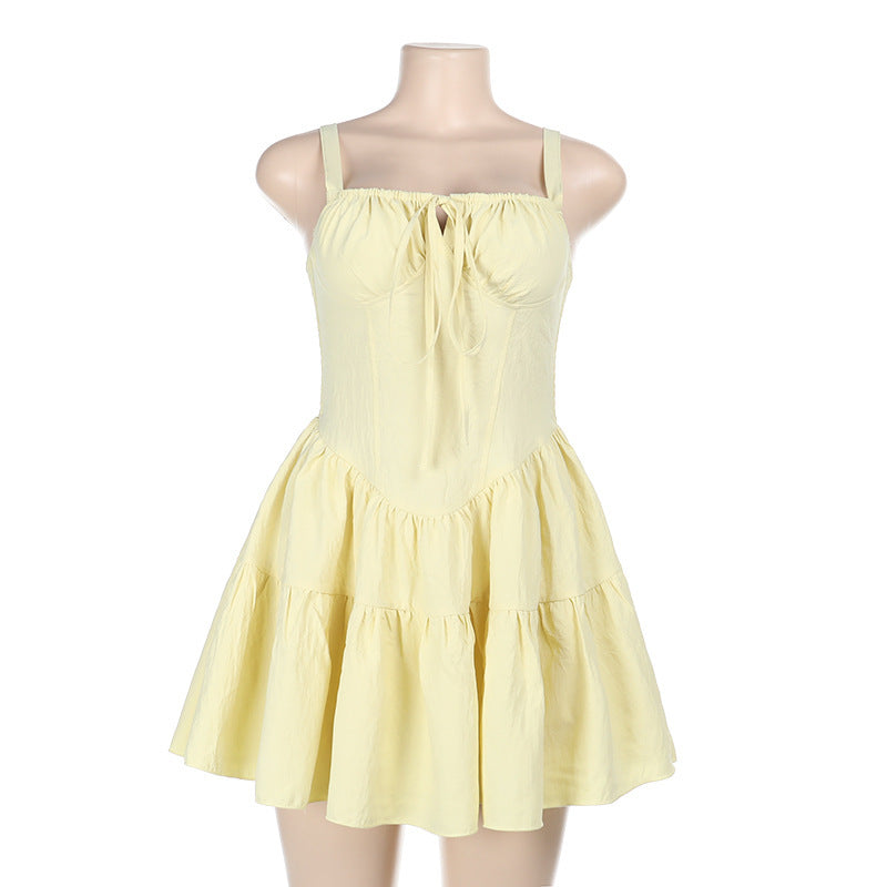 Women Sexy Summer Patchwork Lace-up Dress 7