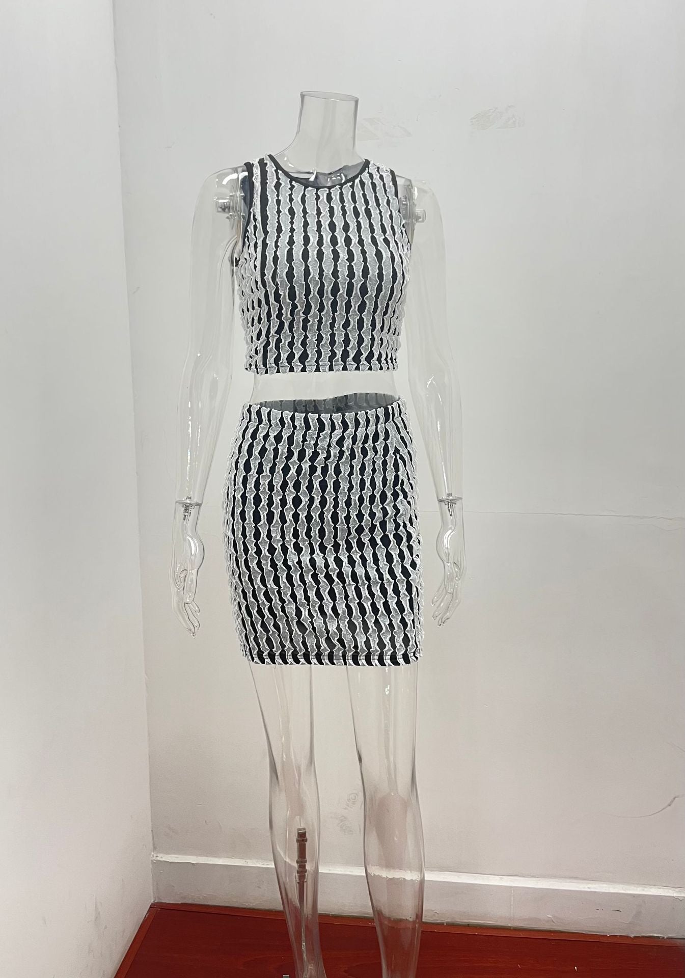 Women summer sexy Round Neck vest and Bodycon Skirt two-piece set 17