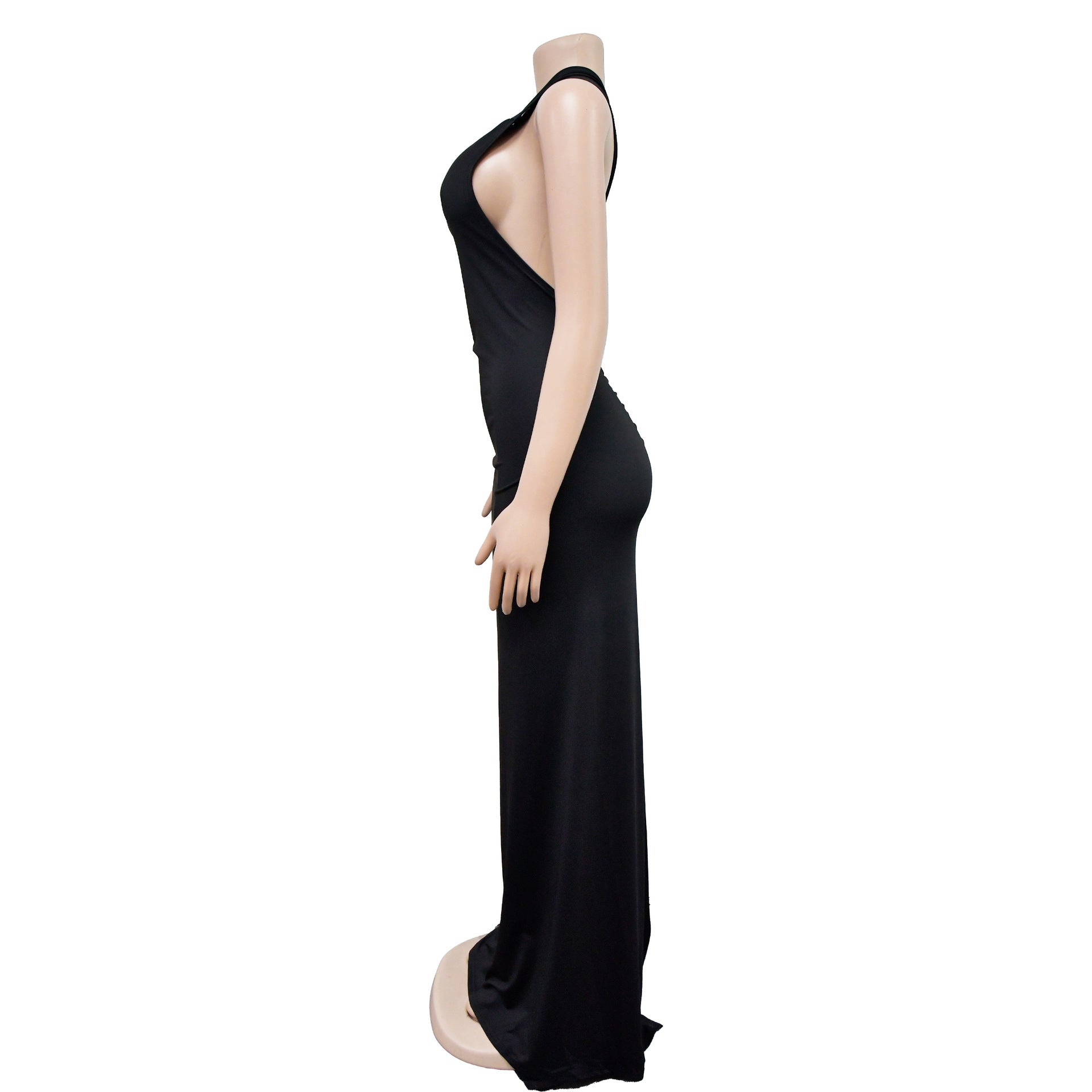Women's Fashion Solid Color Low Back Pleated Irregular Maxi Dress For Women 26