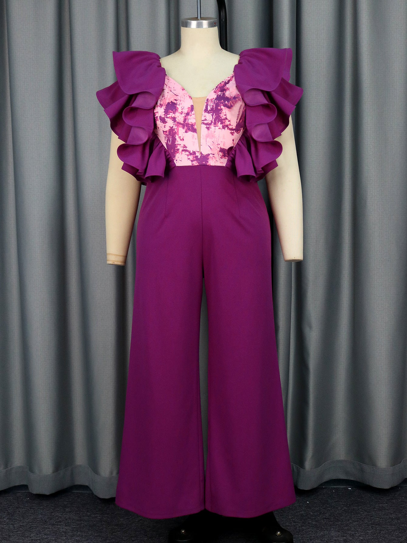 Sexy Low Back Formal Party Ruffle Women's Jumpsuit 4