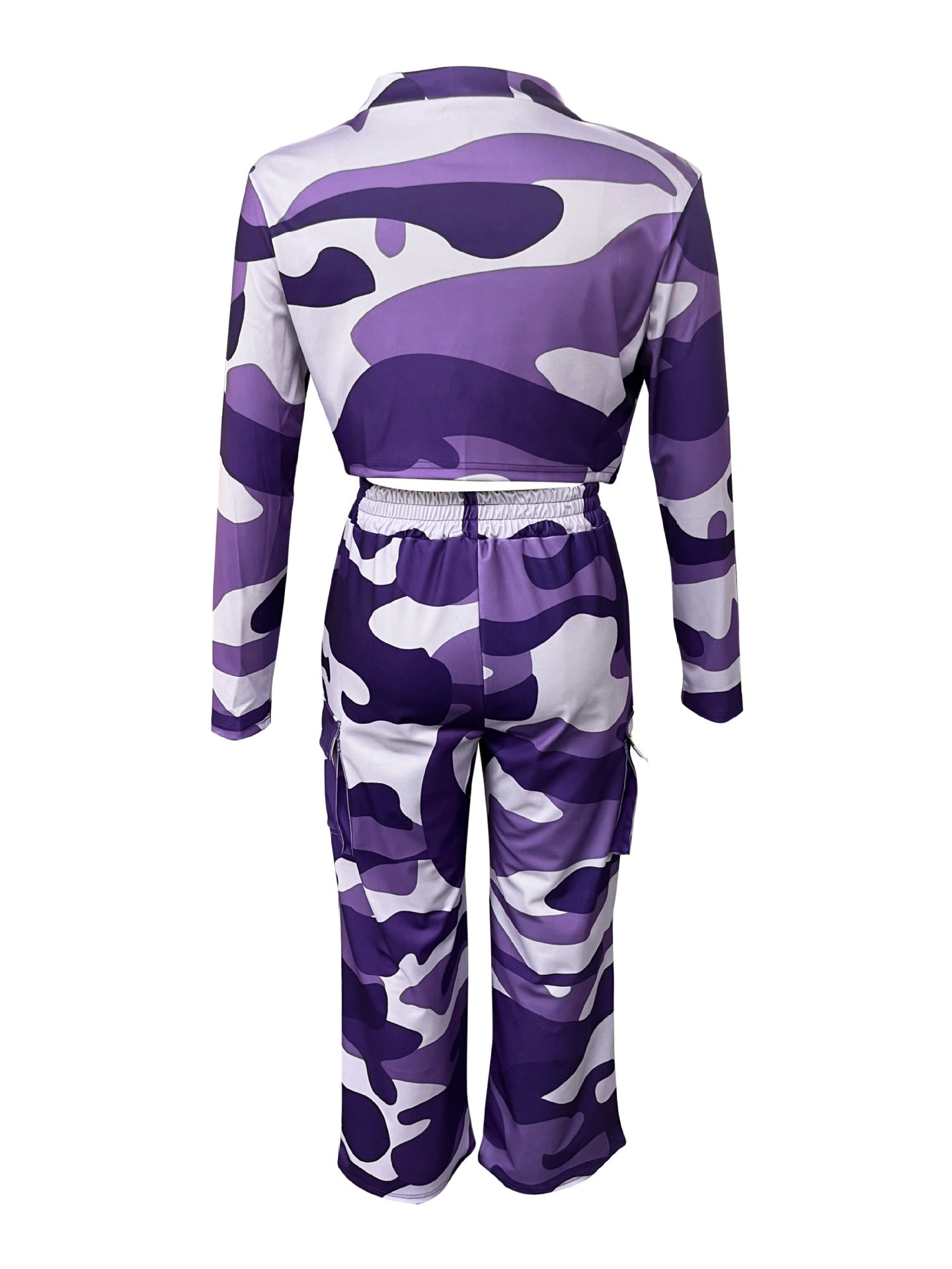 Women Camo Print Casual Sexy Crop Top and Pants Two-piece Set 35