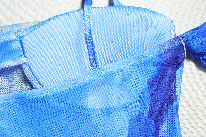 Women printed Chic sexy suspenders Backless dress 17