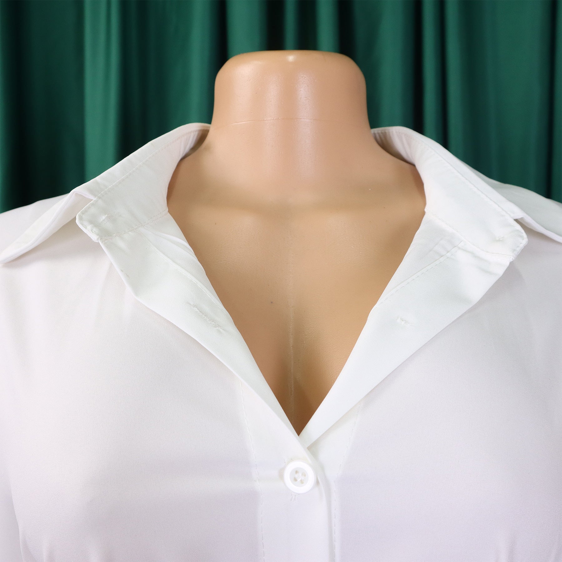 Women's Turndown Collar Solid Color Fashion Loose Casual Button Irregular Shirt Dress 36