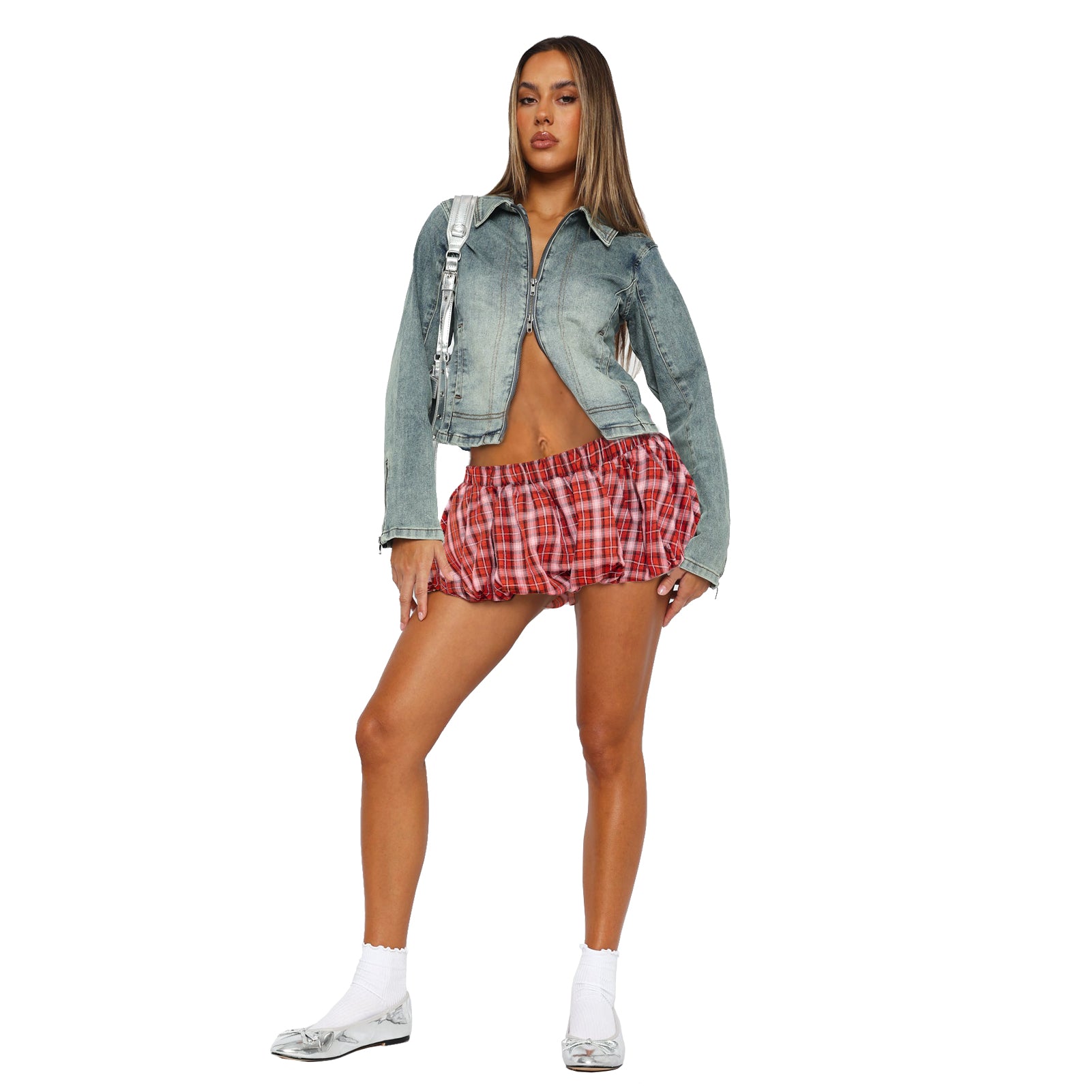 Women plaid mini pants skirt 23