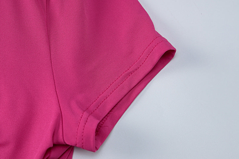 Summer Women Solid Short Sleeve Backless Jumpsuit 17