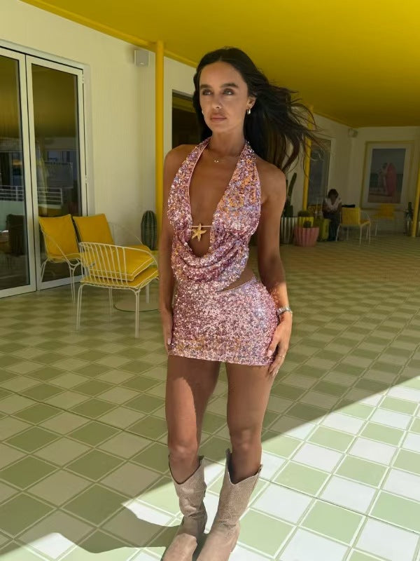 Halter Neck Top & Slim Fit Beach Holiday Shorts Set 5