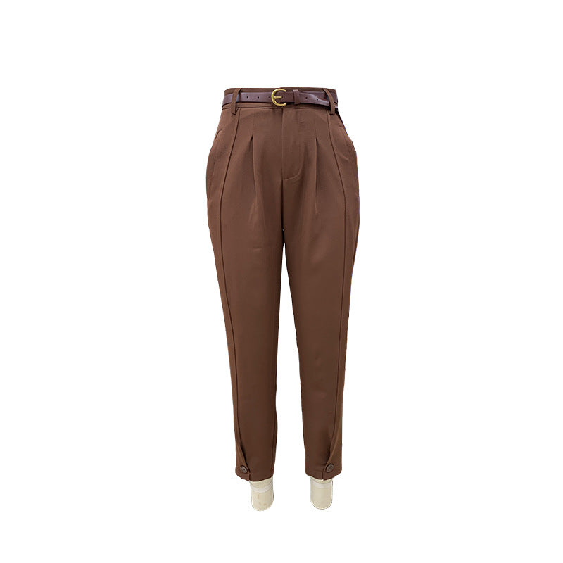 Women's Fashion Solid Color Loose High Waisted Casual Pants 14