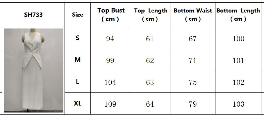 Summer Solid Color Chic Women's Vest Pleated Skirt Elegant Two-Piece Suit 22