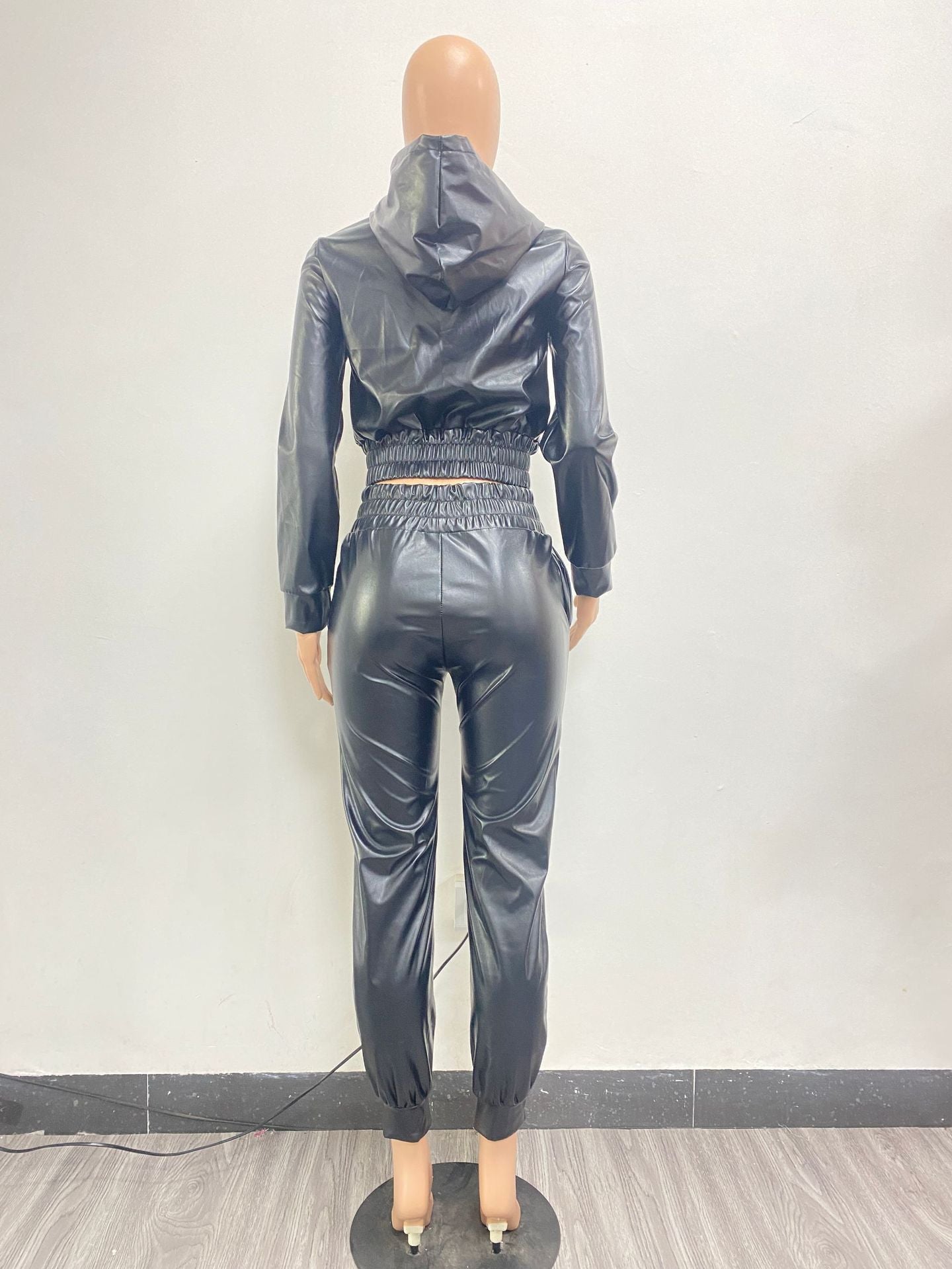 Fashionable And Sexy Pu Leather Casual Two-Piece Suit 13