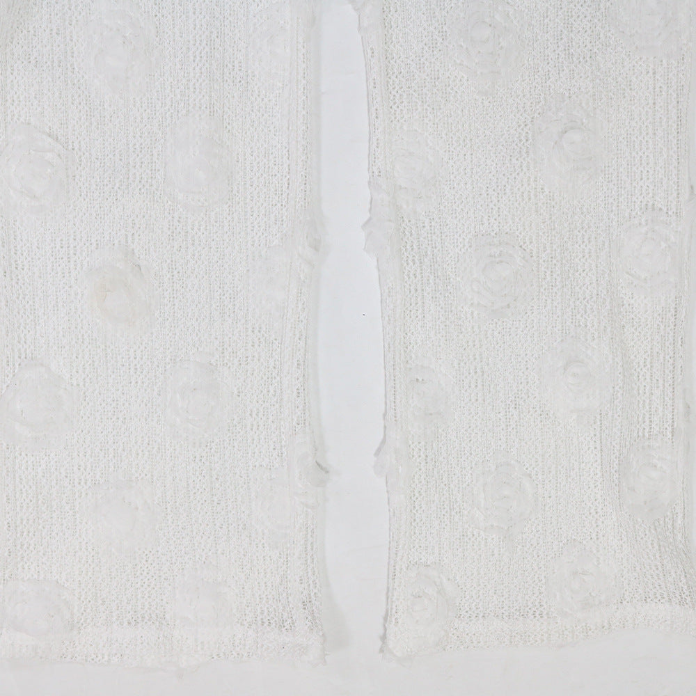 Women Solid Color See-Through Lace-Up Top Loose Slim Pants Two-Piece Set 19