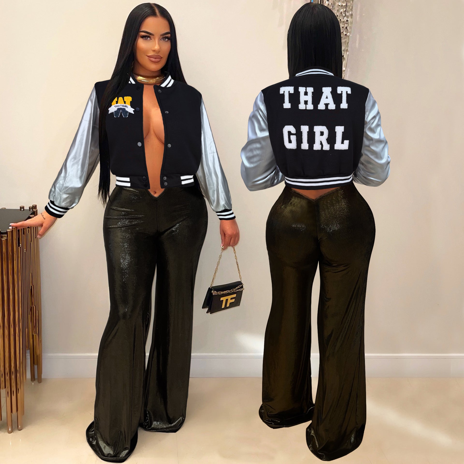 Women Embroidered Patchwork Baseball Jacket 3