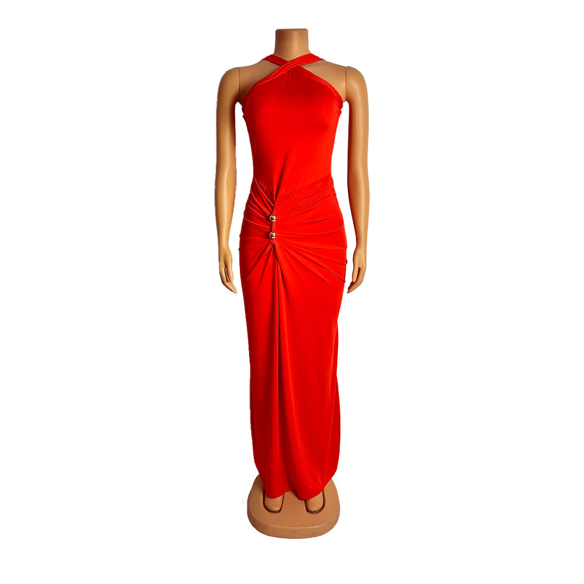 Women Sexy Party Gathered Bodycon Maxi Dress 14
