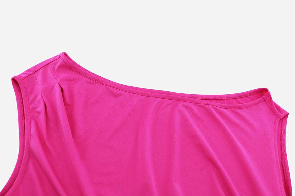 Women's Summer Sexy Slash Shoulder Lace-Up Bodycon Dress 19