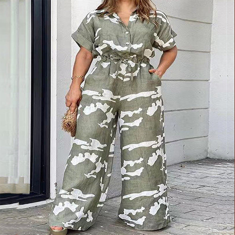Plus Size Women's Fall Short Sleeve Jumpsuit 4