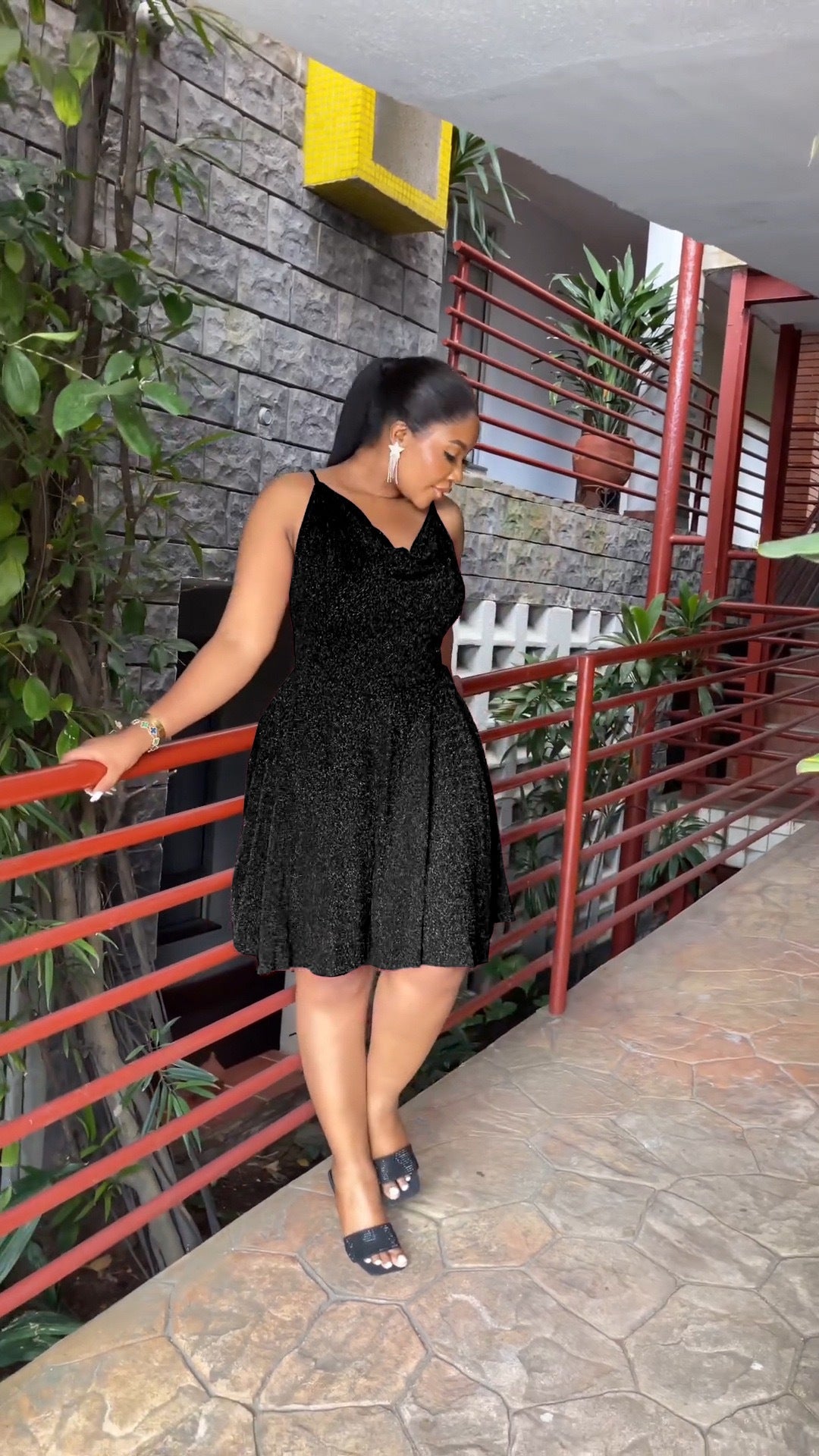 Women Solid Suspender Sexy Backless Dress 6