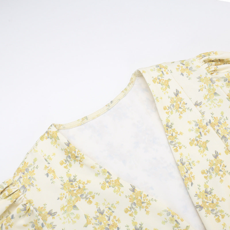 Women Summer French Floral V-Neck Dress 7