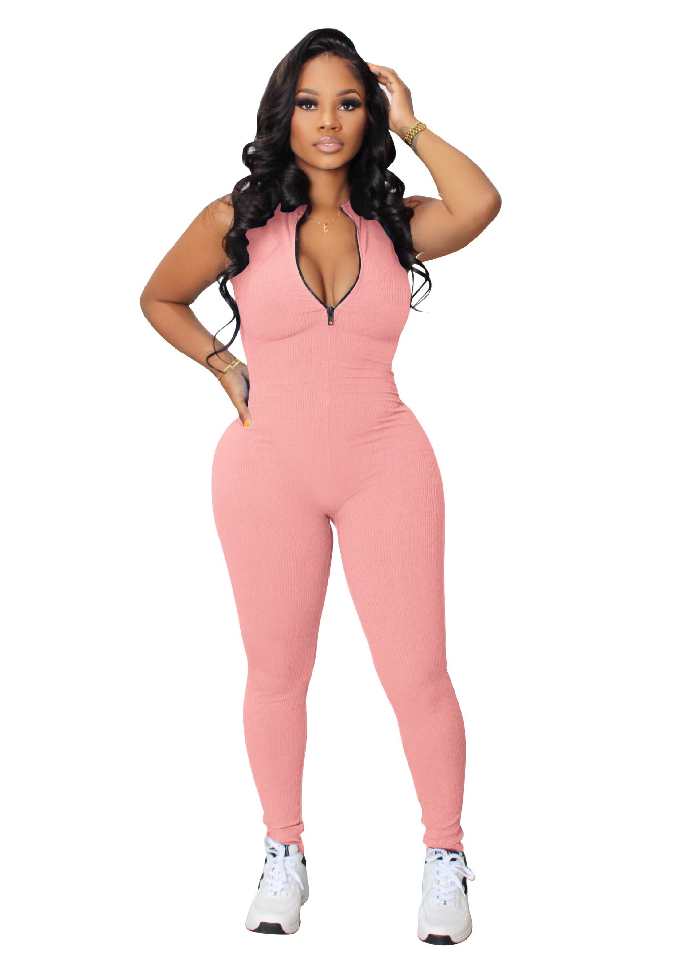 Women stretch zipper Jumpsuit 14
