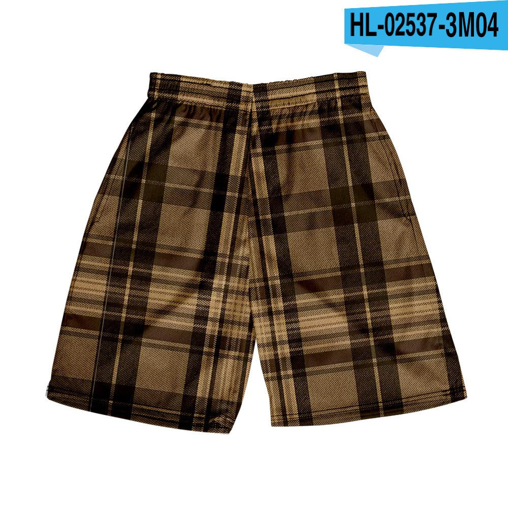 Men's Spring/Summer Hawaiian Casual Plaid Shorts 15