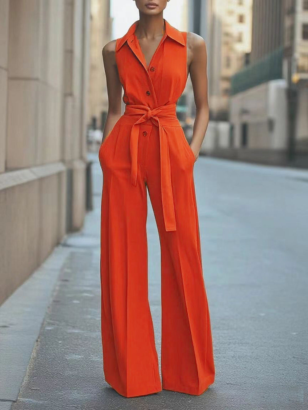 Women Career Sleeveless Jumpsuit 3