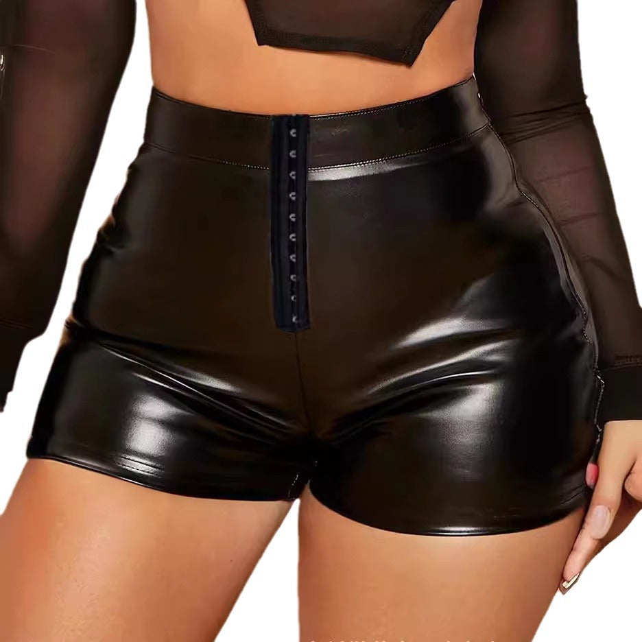 Women Summer Sexy Pu-Leather Shorts 4
