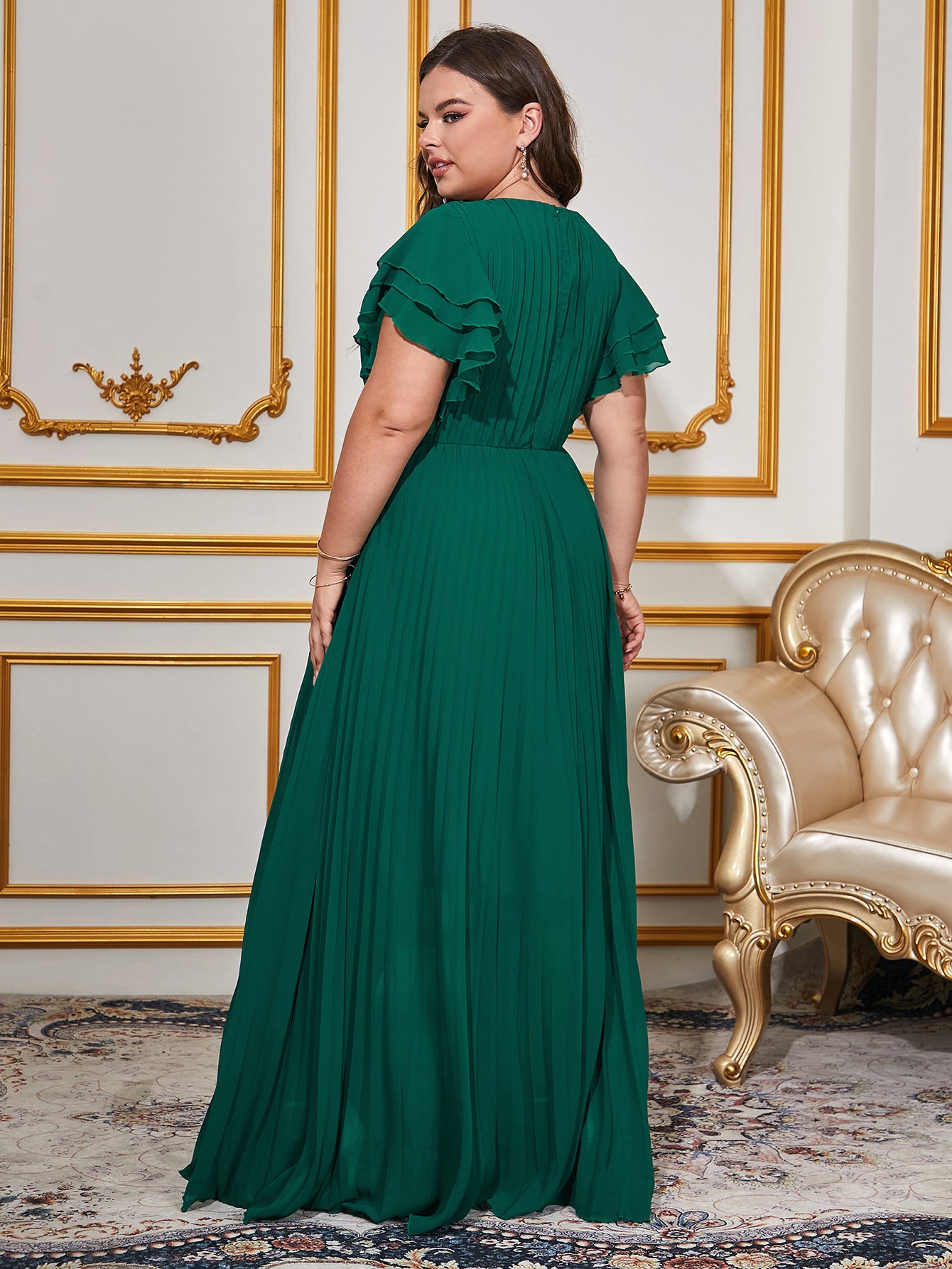 Women Solid Elegant Round Neck Maxi Dress 6