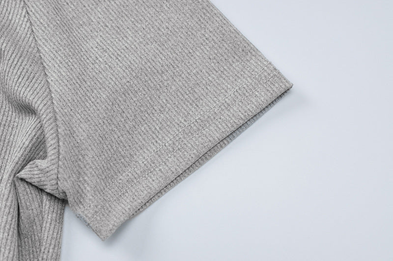 Women Spring Summer Crop Short Sleeve T-Shirt And Pants Two-piece Set 17