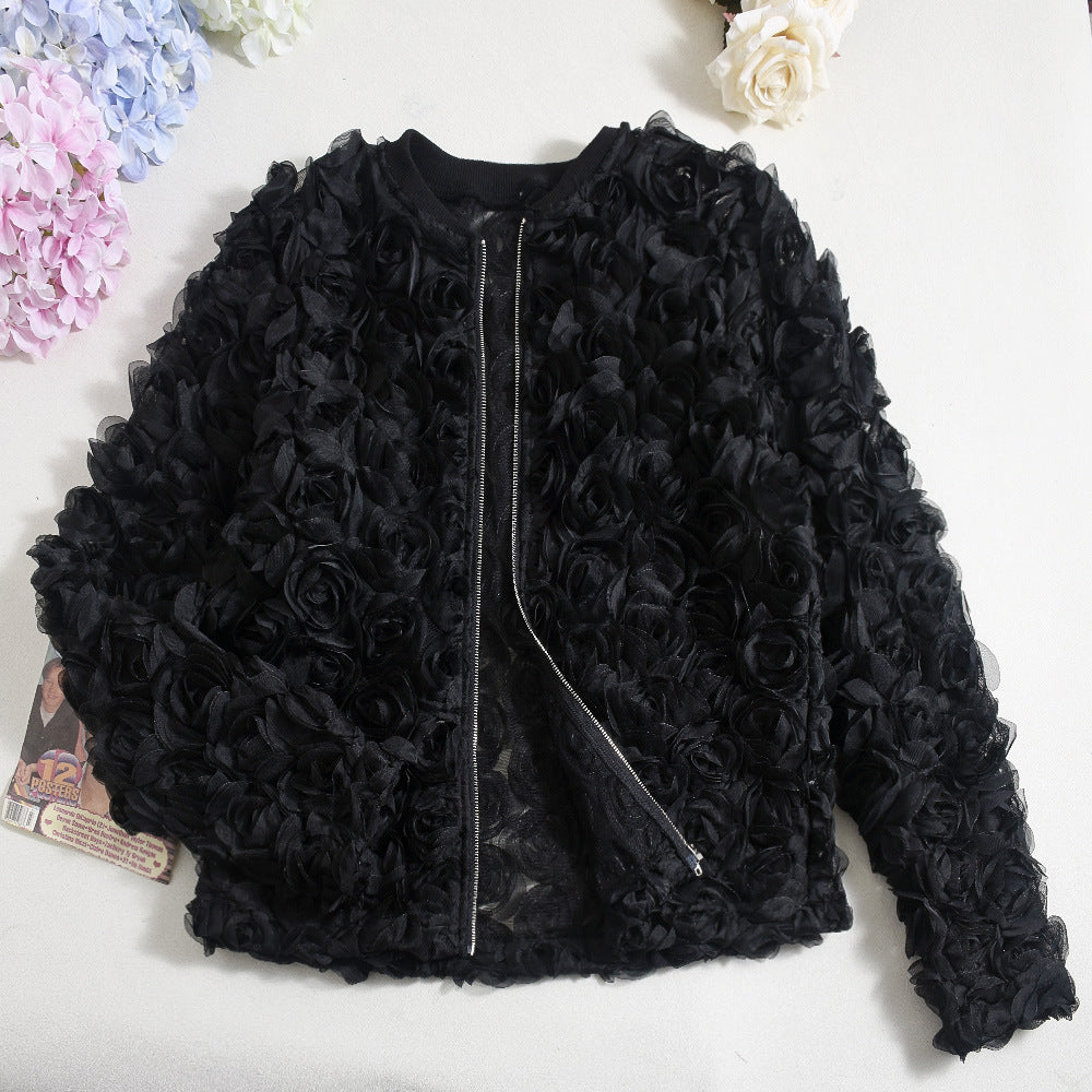 Women autumn mesh flower top 9