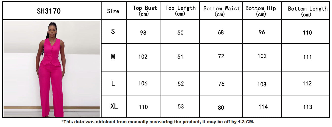 Women sleeveless vest wide-leg pants two-piece set 8