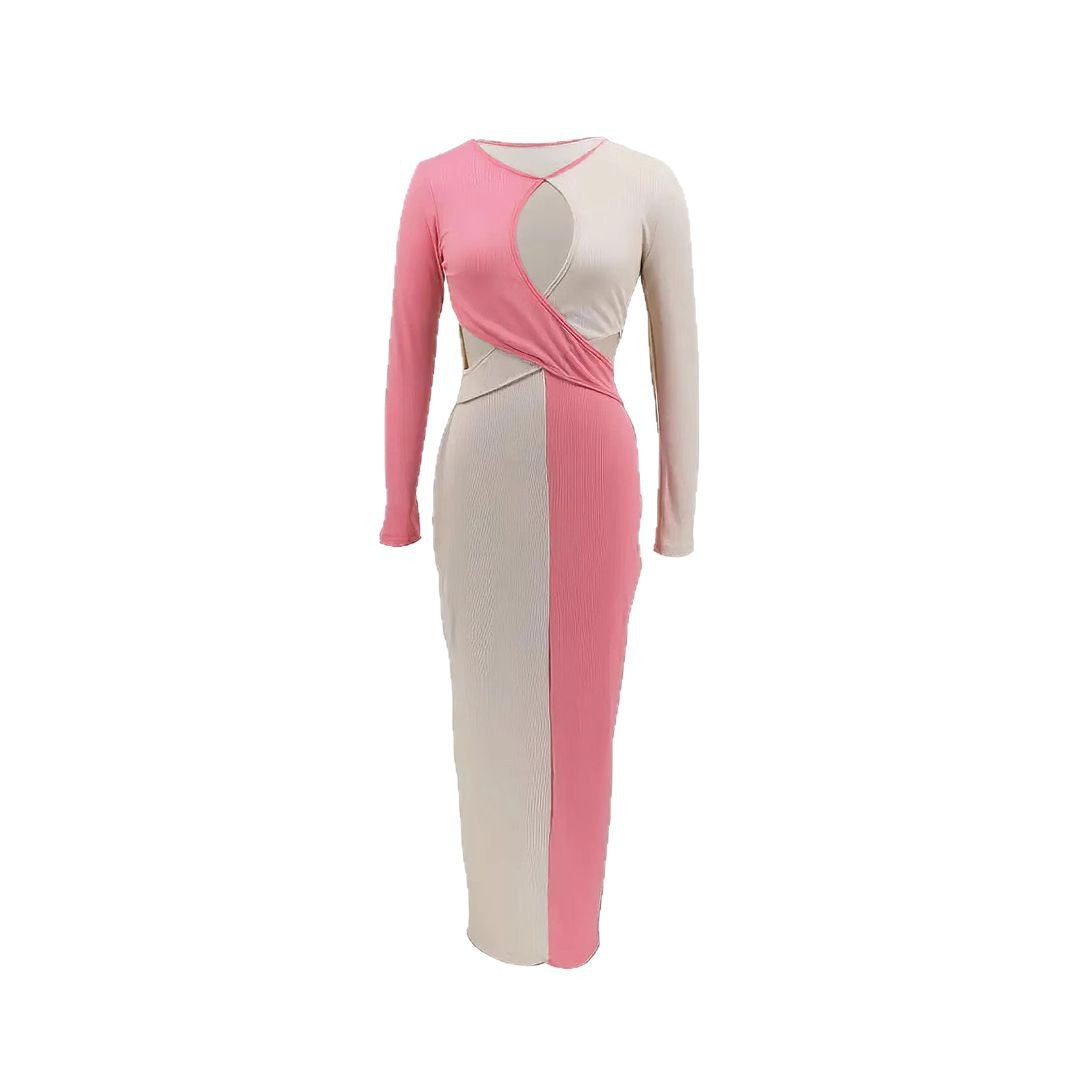 Women Elegant Casual Contrast Sexy Slit Dress 6