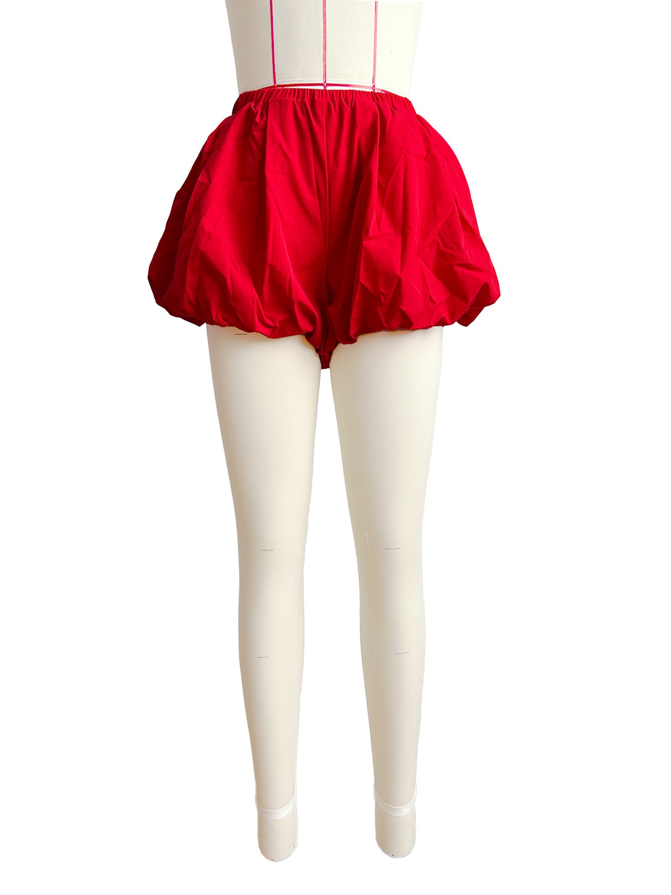 Women's Solid Color Bubble Elastic Shorts 5