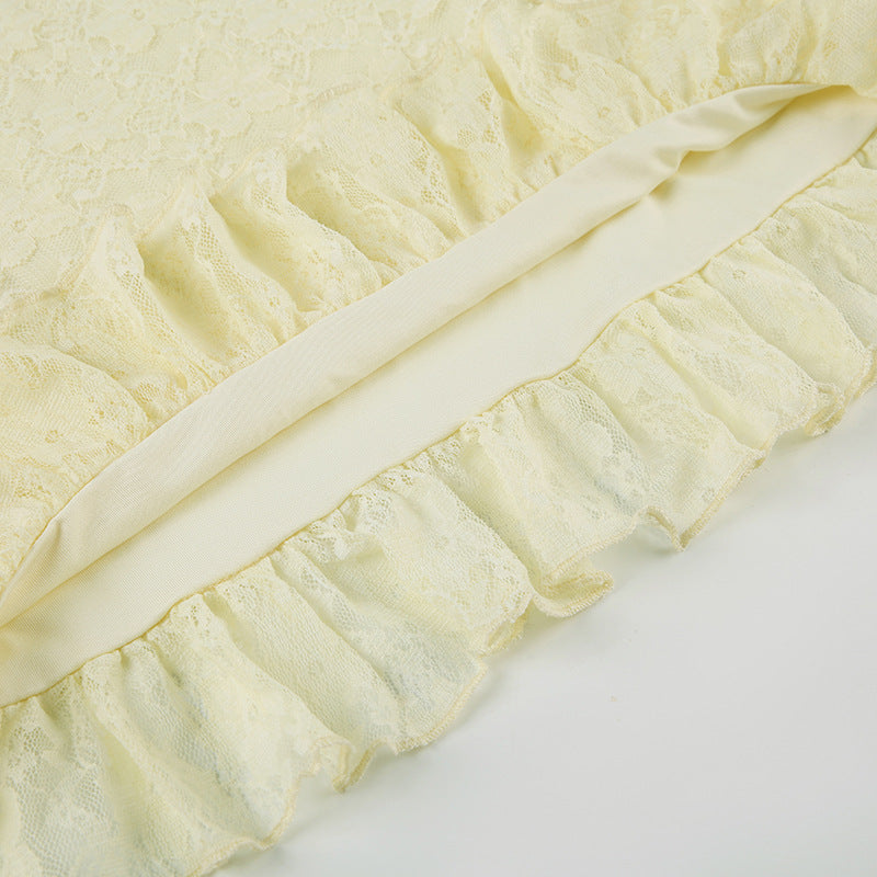 Sexy Lace Dress for Summer Holidays Slim Waist Straps Bodycon Mini Dress 15