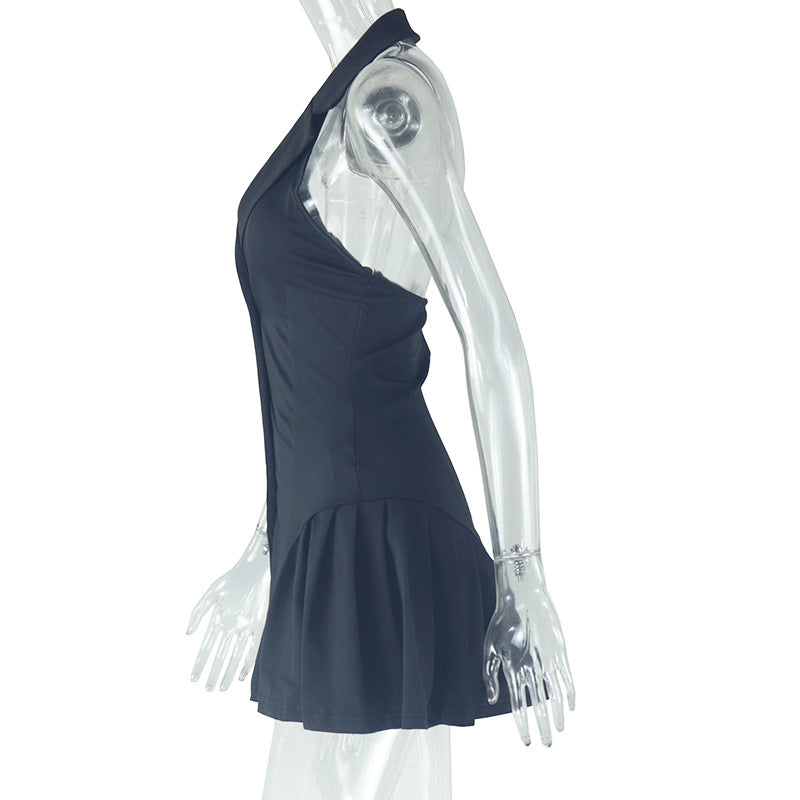 Sexy Fashion Slim V-Neck Halter Neck Dress Women's Low Back Sleeveless Bodycon Trend Dress 7