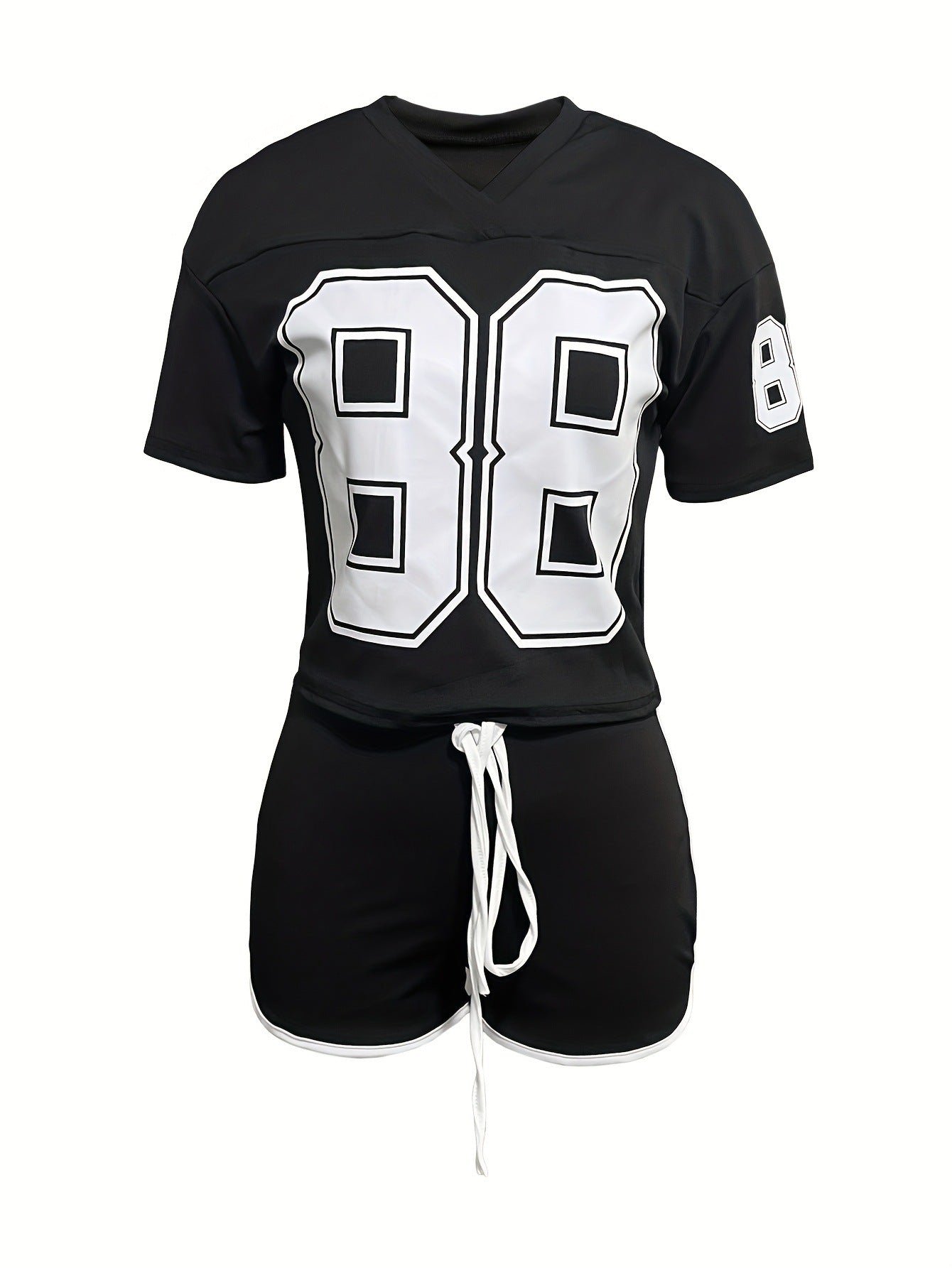 Women casual digital print short-sleeved top and shorts two-piece set 18