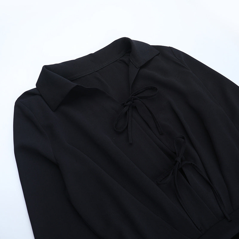 Women's Fashion Chic Lace-Up Long Sleeve Short Dress 13