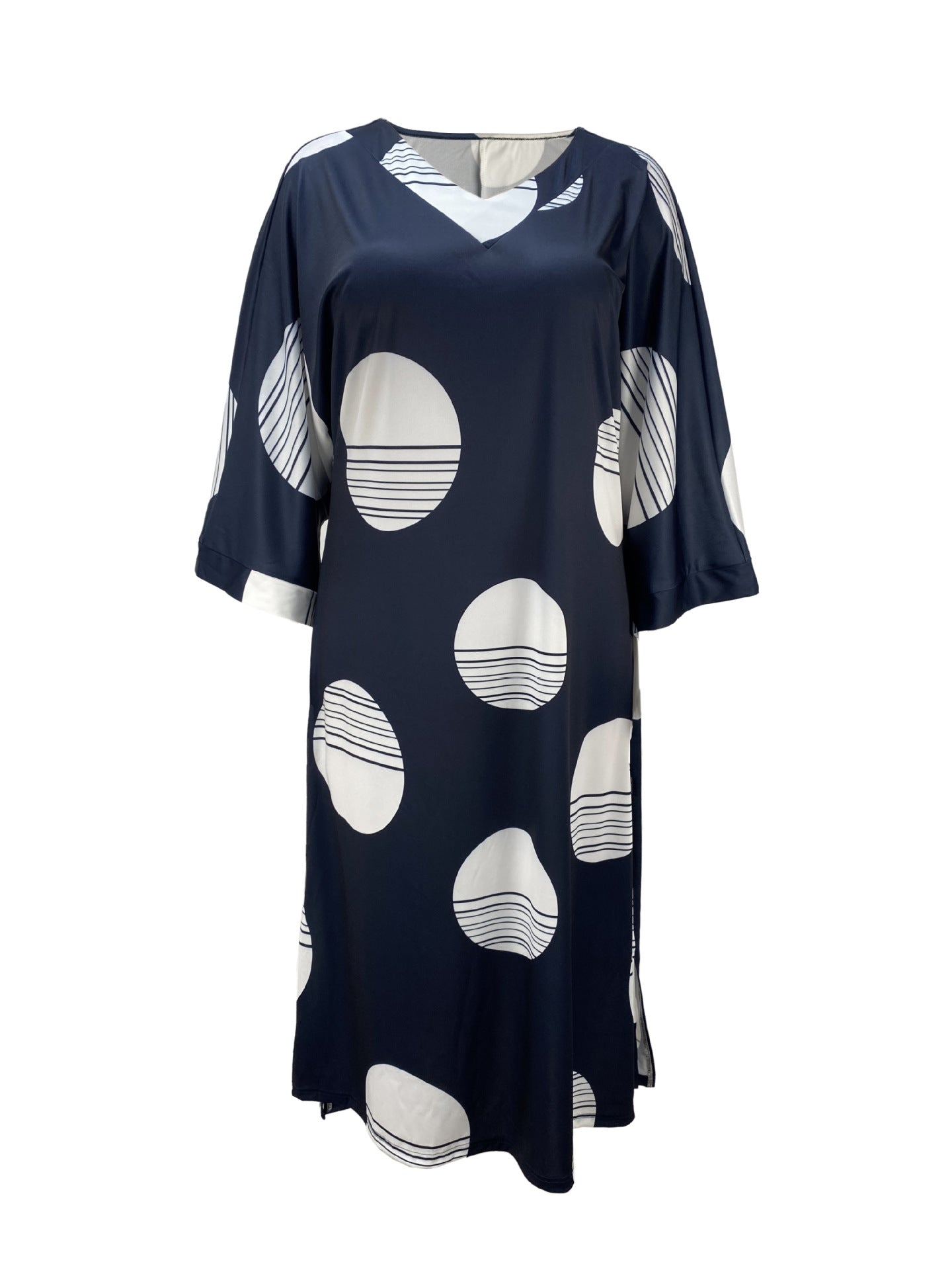 Women's Plus Size Casual Loose V-Neck Fashion Dress 4