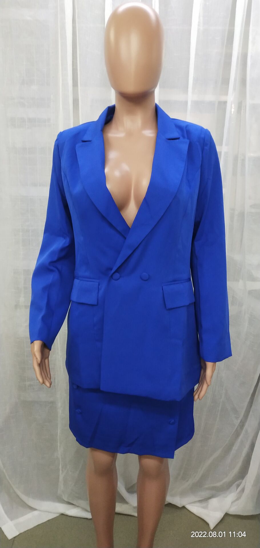 Solid Color Suit Blazer Coat Skirt Two Piece 38