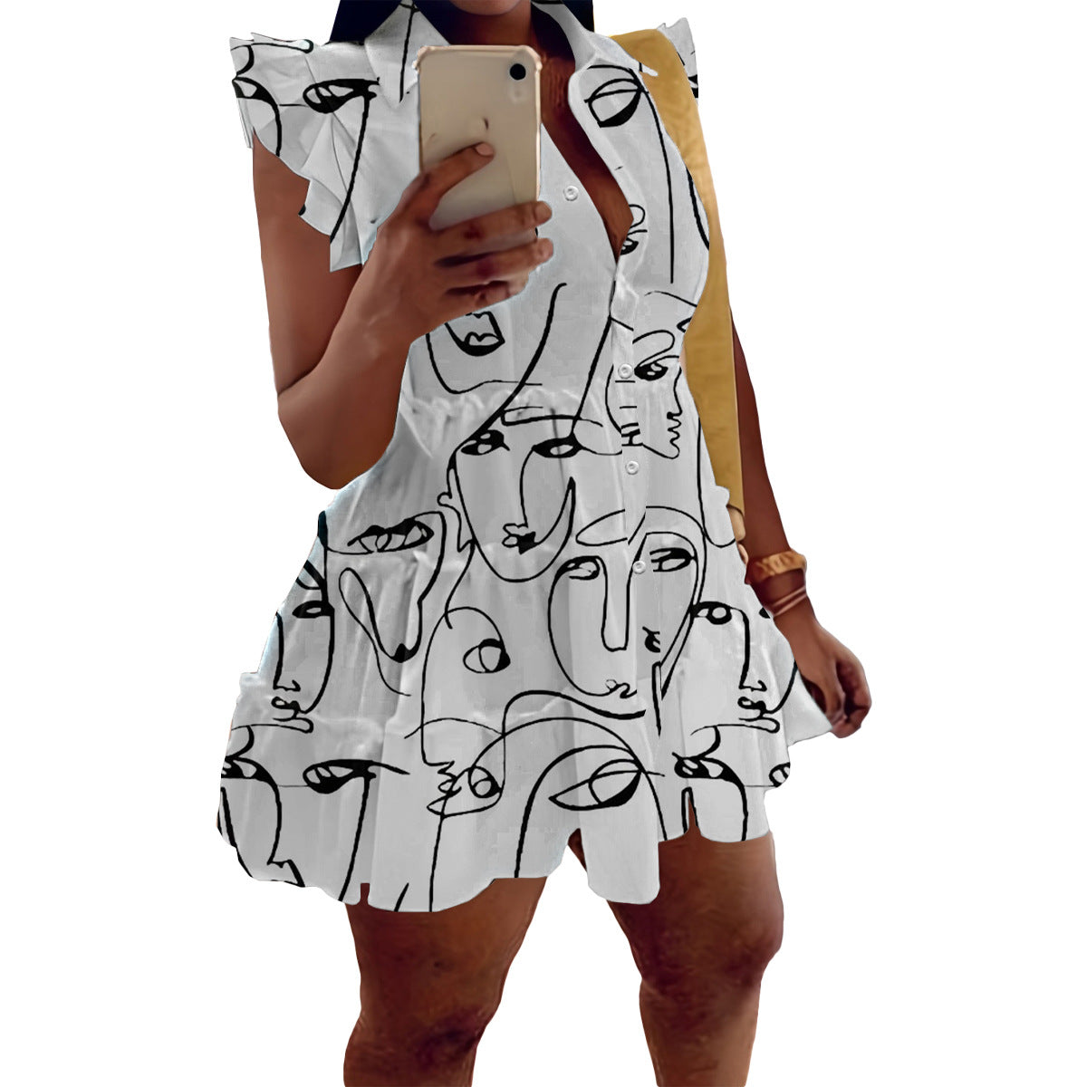 Women's Print Ruffle Edge Sleeveless Casual Dress 11