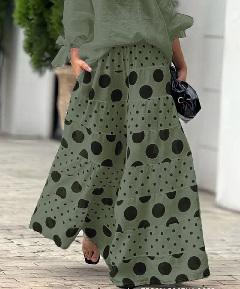 Women's Casual Slash Shoulder Top Printing Loose Pants Fashion 2-Piece Set 13