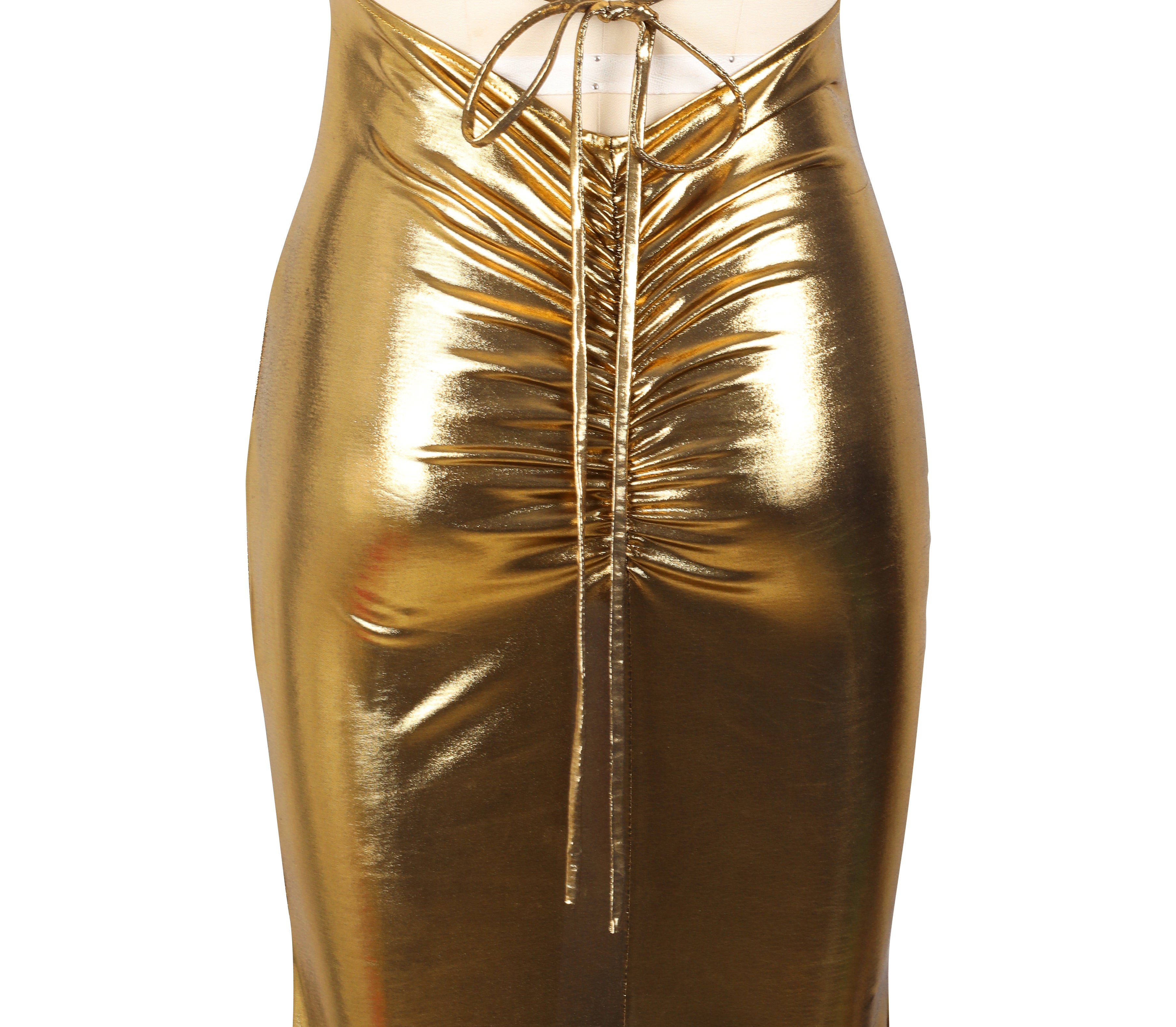 Women's Strap Sexy V-Neck Metallic Color Tight Fitting Party Maxi Dress 7