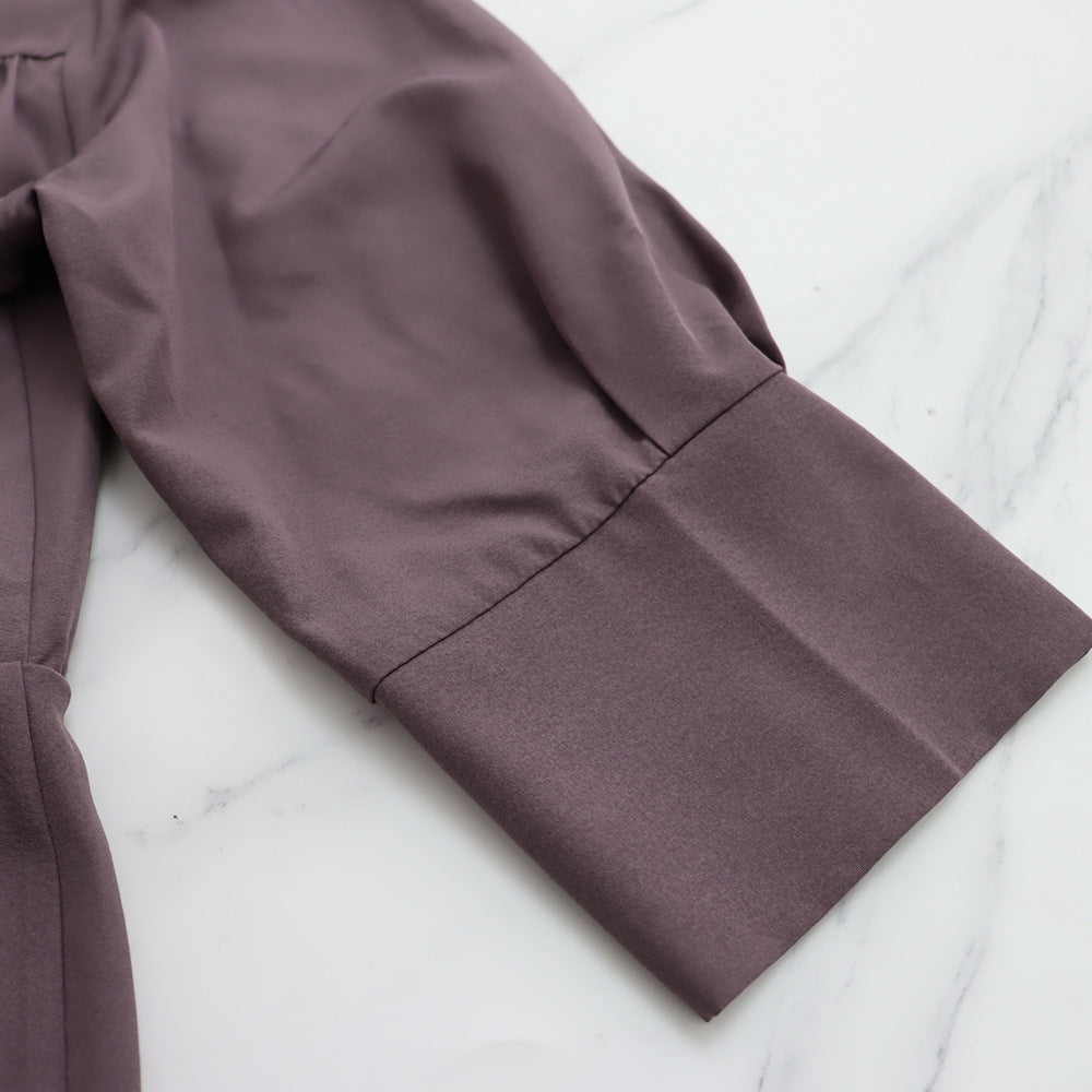 High Collar Solid Color Simple Loose Casual Women's Dress 20