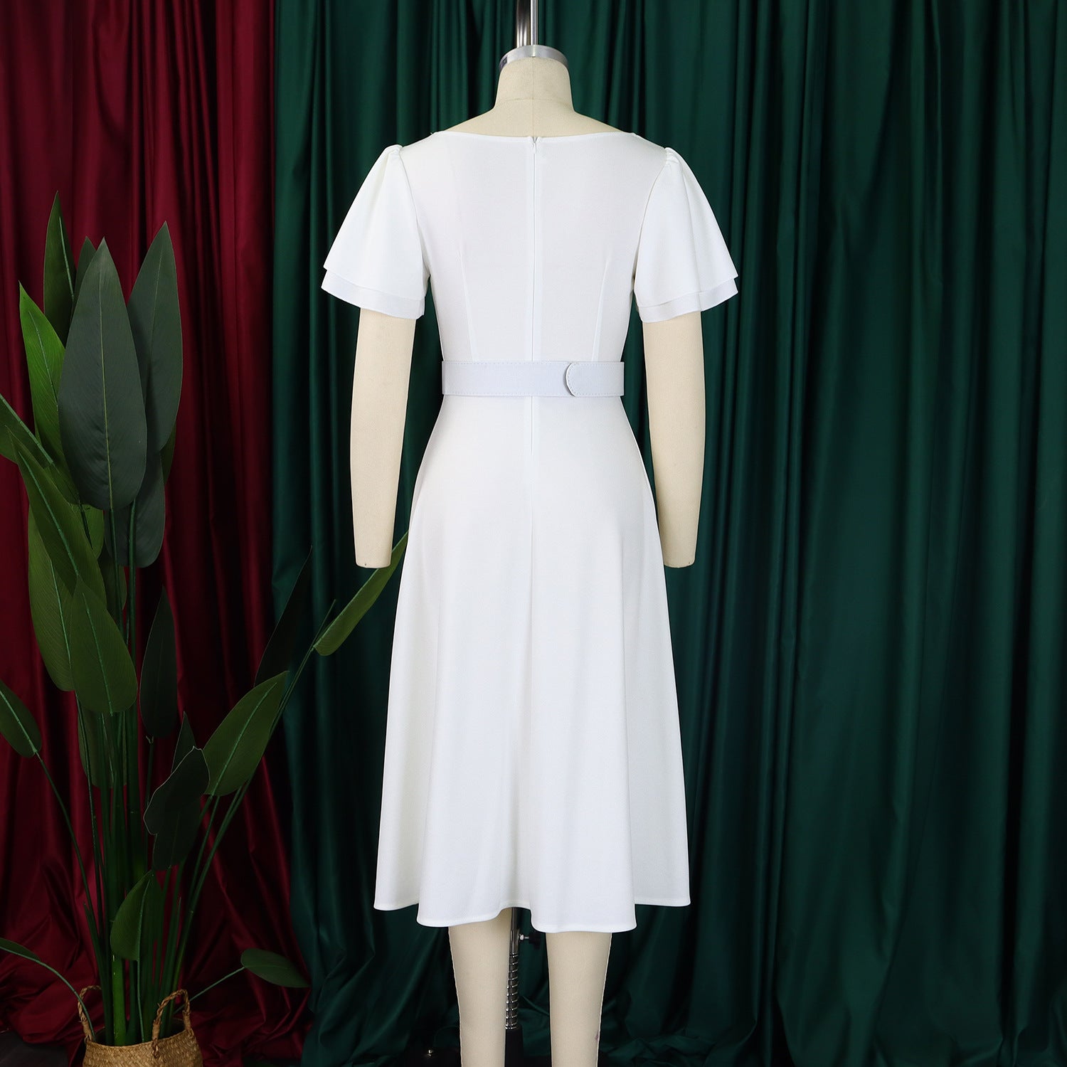 Bell Sleeve Square Neck High Waist Elegance Dress 12